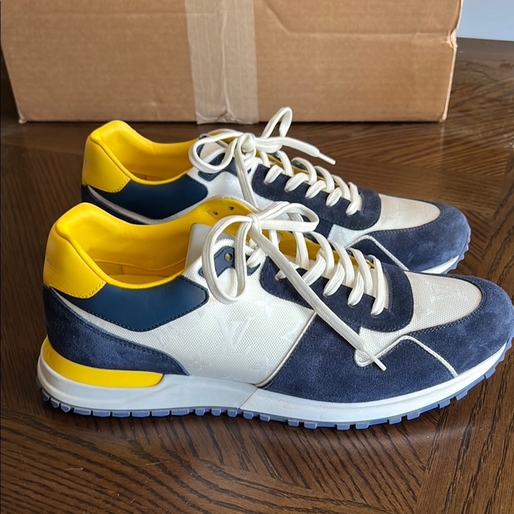 Louis Vuitton Navy Blue White and Yellow Men's Sneakers